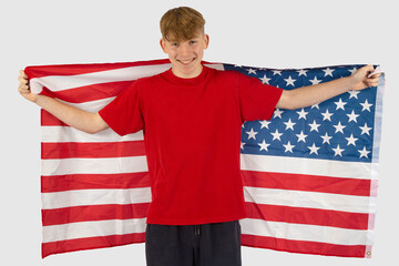 Teenage boy with the American Flag