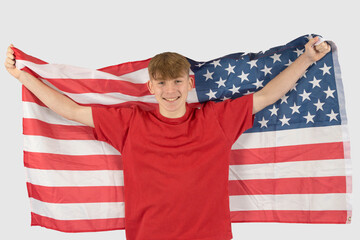Teenage boy with the American Flag