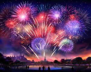 Fototapeta na wymiar Wonderful Firework Shells for celebrating Happy New Year