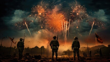 Firework with army, India Army Day