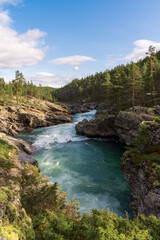 Naklejka na ściany i meble Ridderspranget Randsverk a wonderful canyon in Jotunheim National Park