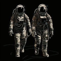 Fototapeta na wymiar Astronaut on black background,created with Generative AI tecnology.