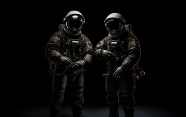 Astronaut on black background,created with Generative AI tecnology.