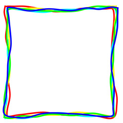 Vector square frame in doodle style in the form of multi-colored hand-drawn lines on a white background