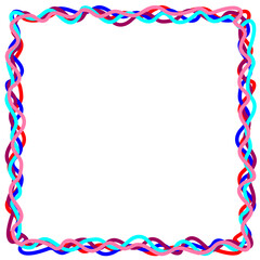 Fototapeta na wymiar Abstract vector square frame in the form of wavy multicolored lines on a white background