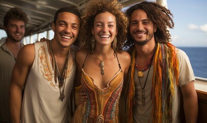 Fototapeta premium Joyful Friends Embracing Life Together with Big Smiles