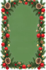 Fototapeta na wymiar Christmas frame with branches and berries