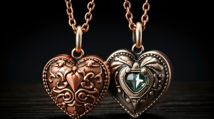 Two Pendants On Chain Form Heart, Background Image, Valentine Background Images, Hd