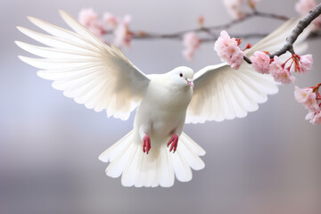 Graceful White Dove Soaring in Flight - Symbol of Freedom