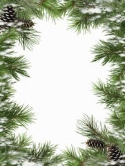 Fototapeta na wymiar A snow-covered pine tree branch with cones