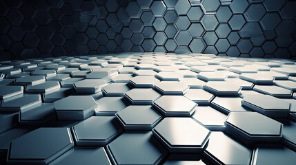 Abstract background with hexagonal tiles. Tech styled hex pattern.
