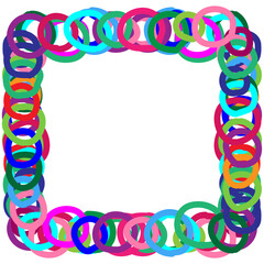 Fototapeta na wymiar Original square vetkor frame in the form of a multi-colored chain on a white background
