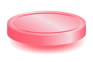 Shiny pink podium showing products