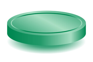 Green podium showing products