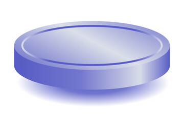 Blue podium showing products