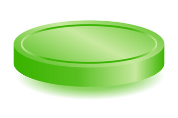 Green podium showing products