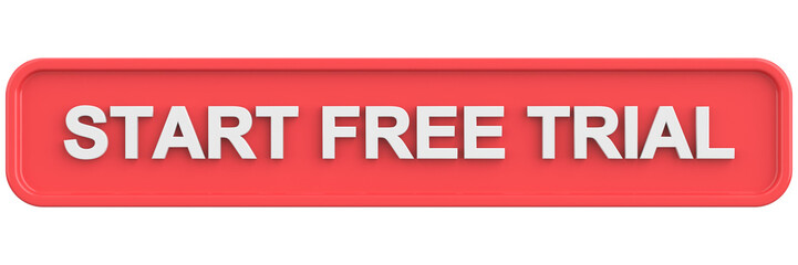 Start free trial button. 3D illustration.