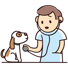 A veterinarian with a puppy.