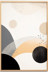 Modern abstract vector illustration of asymmetrical shapes, watercolor texture, in white, grey, black colors. Poster, painting.