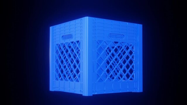 crate rotating animation. 3d modeling photorealistic milk crate.