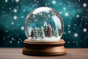 Fototapeta na wymiar A snow globe with trees inside