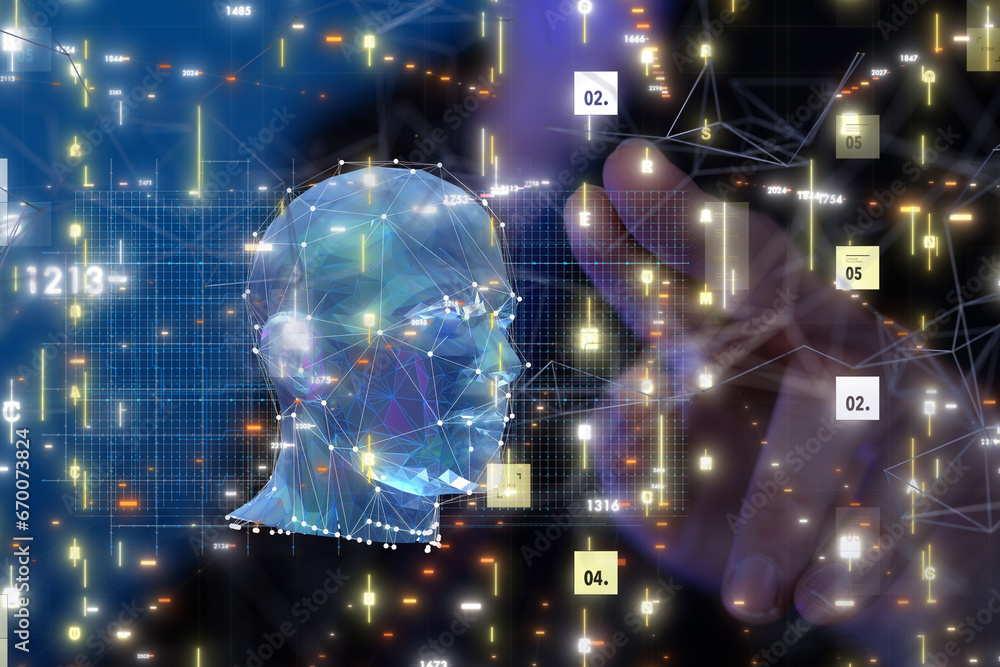 Aufkleber digital medical futuristic interface 3D rendering - neural network exposure digital