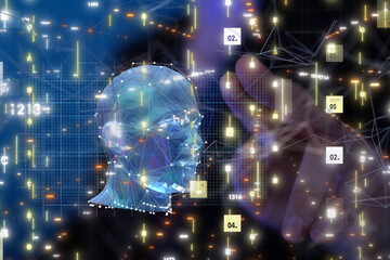 digital medical futuristic interface 3D rendering - neural network exposure digital