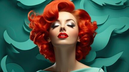 Vintage Spa Concept Portrait Fashionable Redhaired, Background Image, Valentine Background Images, Hd