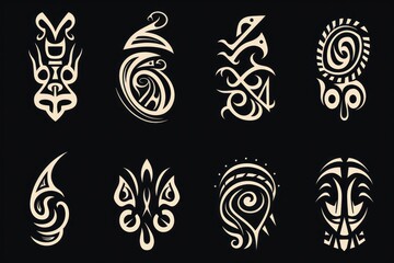 Maori Tattoo Patterns. - obrazy, fototapety, plakaty