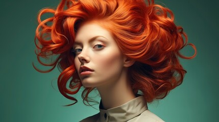 Fototapeta premium Vintage Spa Concept Portrait Fashionable Redhaired, Background Image, Valentine Background Images, Hd