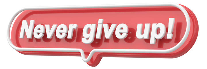 Never give up. Word and Phrase. 3D illustration.