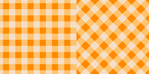 Gingham checkered plaid pattern in orange use for tablecloth, gift paper, napkin, blanket, scarf, textile and etc.