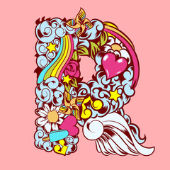 Hand drawn cute ornamental number for your unique decoration and many concept idea element for birthday or greeting design