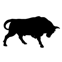 Silhouette of a wild buffalo animal. Silhouette of a wild bison animal.
