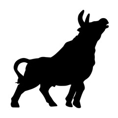 Silhouette of a wild buffalo animal. Silhouette of a wild bison animal.