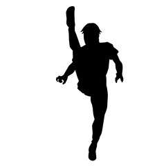 Silhouette of a male doing martial art kick pose. Silhouette of a martial art male doing kicking pose.