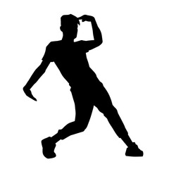 Silhouette of a man dancing pose. Silhouette of a male dancer in action pose. 