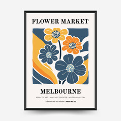 Abstract floral posters template. Modern trendy Matisse minimal style. Pink and blue colors. Hand drawn design for wallpaper, wall decor, print, postcard, cover, template, banner.