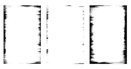 Overlay textures set stamp with grunge effect. Old damage Dirty grainy and scratches. Set of different distressed black grain texture. Distress overlay vector textures.	