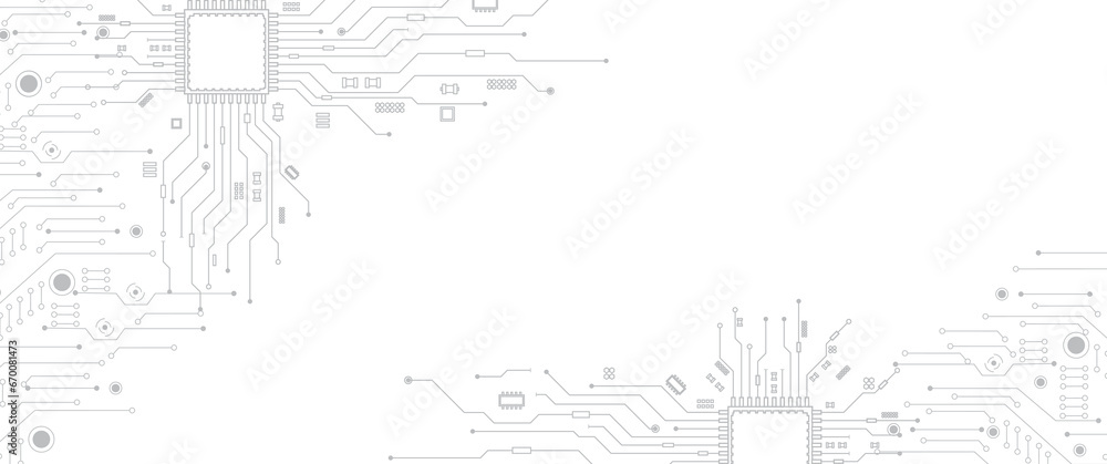 Fototapete Abstract Technology Circuit board background. Grey white Abstract technology background. Digital technology with plexus background and space for your text	
