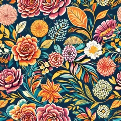 Keuken spatwand met foto Gorgeous seamless pattern with anemones on black background. Floral design with elegant flowers for printing and decoration. Repeatable botanical backdrop. Colorful flat vector illustration © farhana