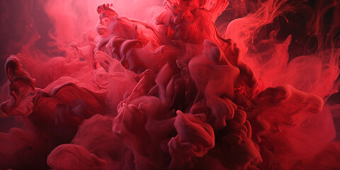Red Ink in water. Abstract background. Smokey clouds of ink swirling in liquid.