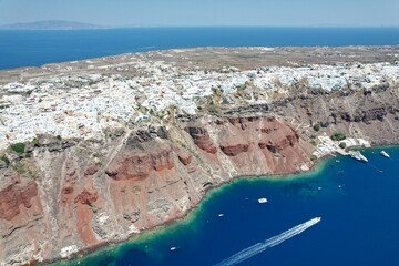 Aerial views from over Santorini Greece