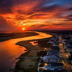 Delaware's Küstenwunder: Fotorealistische Impressionen einer Küstenstadt bei Sonnenuntergang