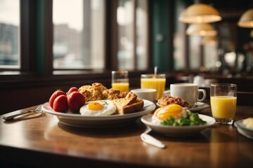 breakfast on  restaurant dinning 