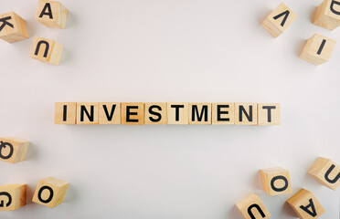 Investment Wooden Block Words Concept Background
