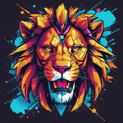 Obraz premium Vibrant Lion T-Shirt Logo Design