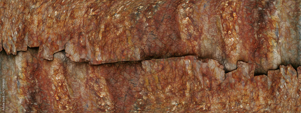Poster ultra-wide copy-space design of overlapping rusty and corroded metal sheets
