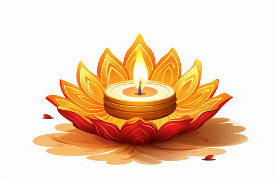 beautiful colorful clay Indian Diwali Diye lamps for Diwali festival, Diwali postcard, generative AI