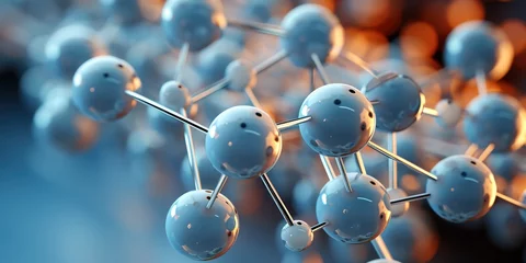 Fotobehang Generative AI, abstract molecular shape, single amino acid molecule. Chemistry medicine education © Rymma